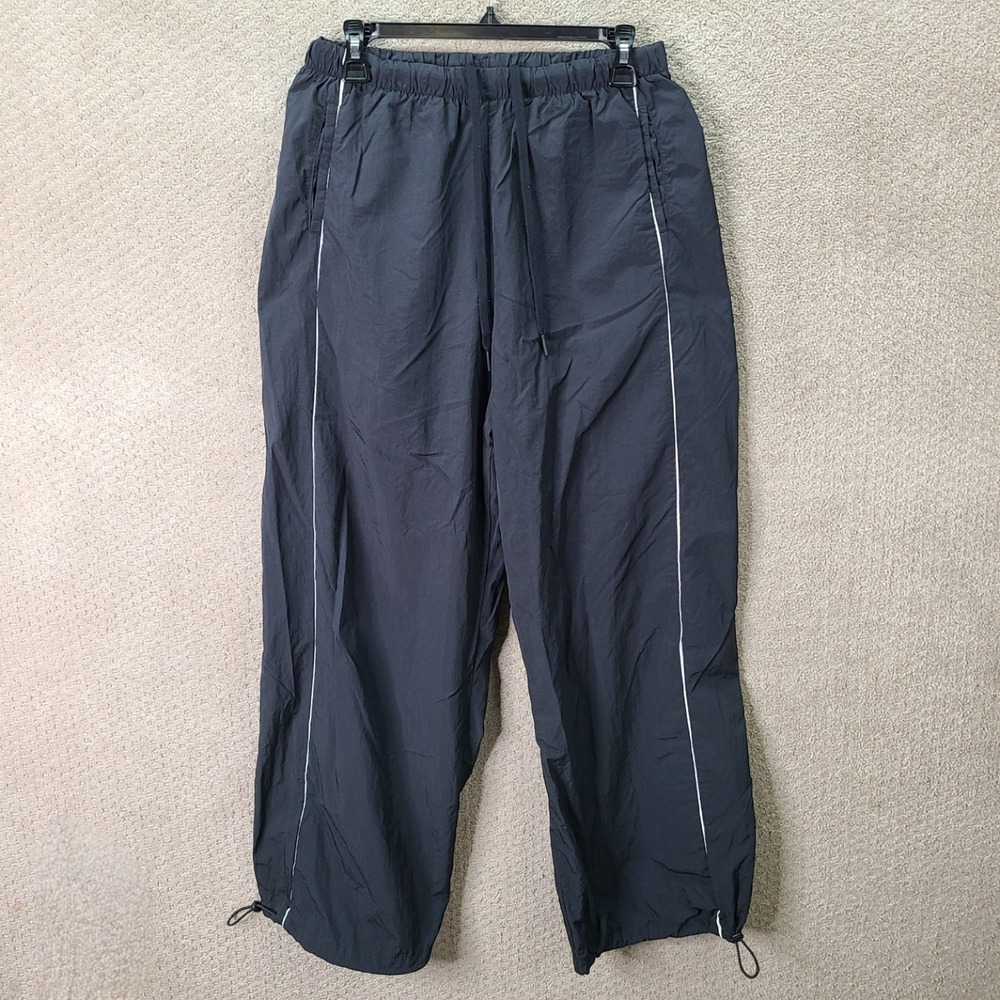 Gilly Hicks Pants Womens M Black Baggy Wide Leg Track Nylon Athletic Abercrombie